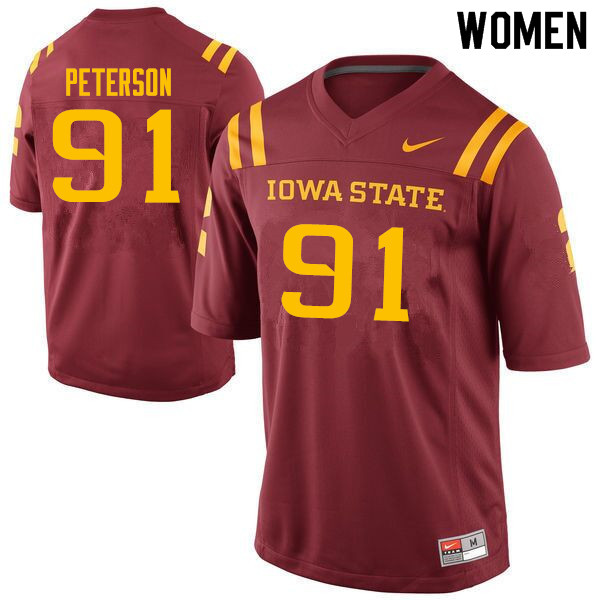 Women #91 Blake Peterson Iowa State Cyclones College Football Jerseys Sale-Cardinal